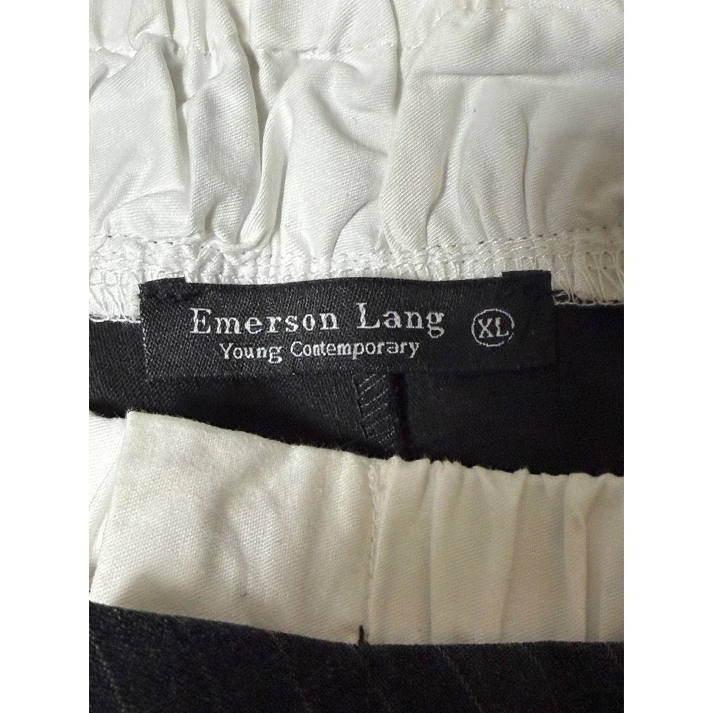 Emerson Lang Pinstripe Skort Gray XL Tailored Office Quiet Luxury EUC